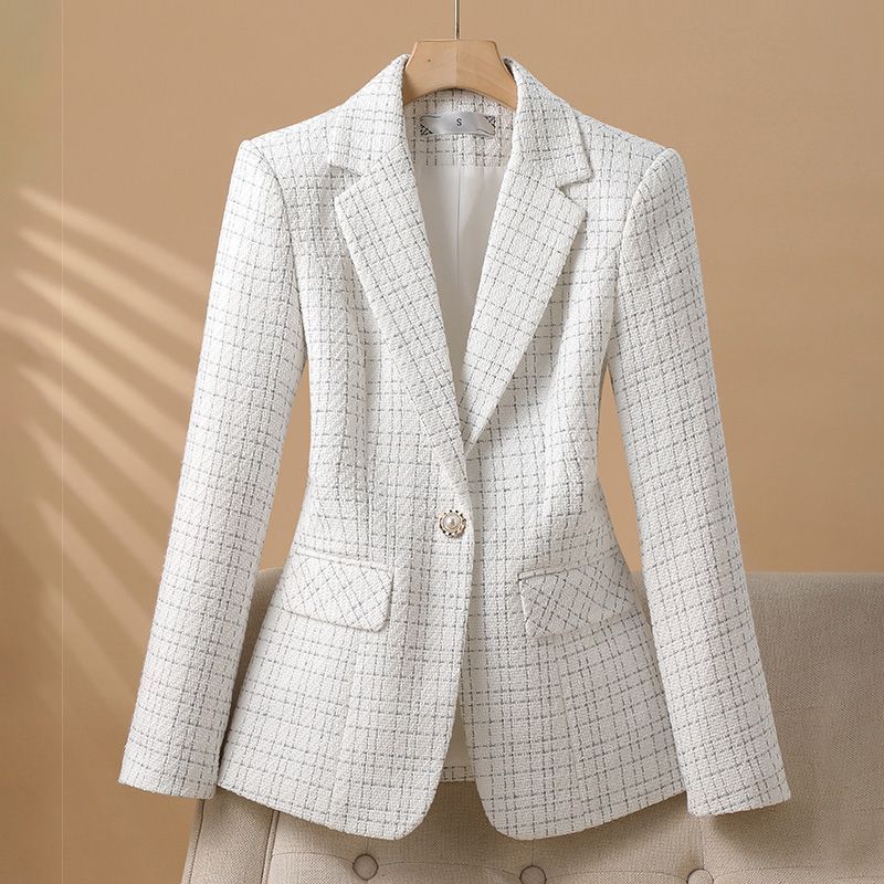 Elegant White Slim Fit Western Style Suit Coat Polyester
