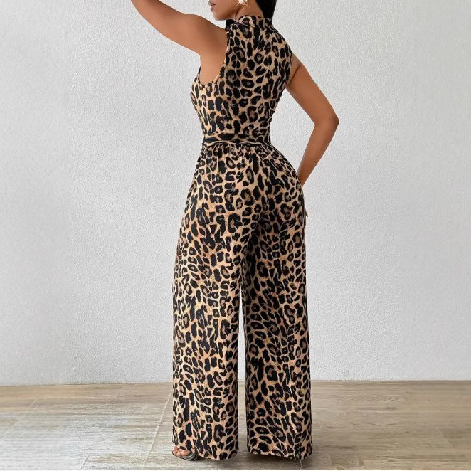 Women's Wide-Leg Floral Jumpsuit with Belt