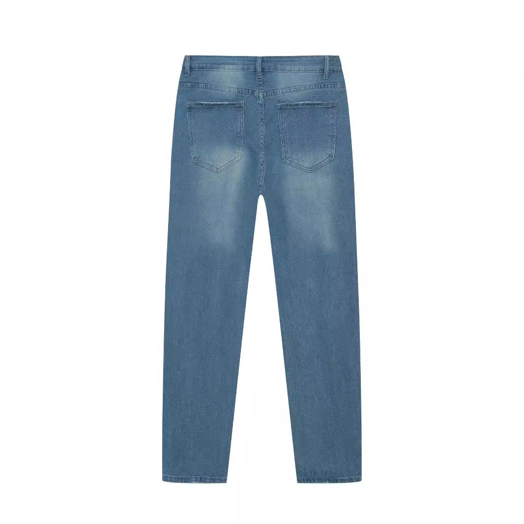 Jean Skinny Homme en Denim Bleu Élasticité Moyenne