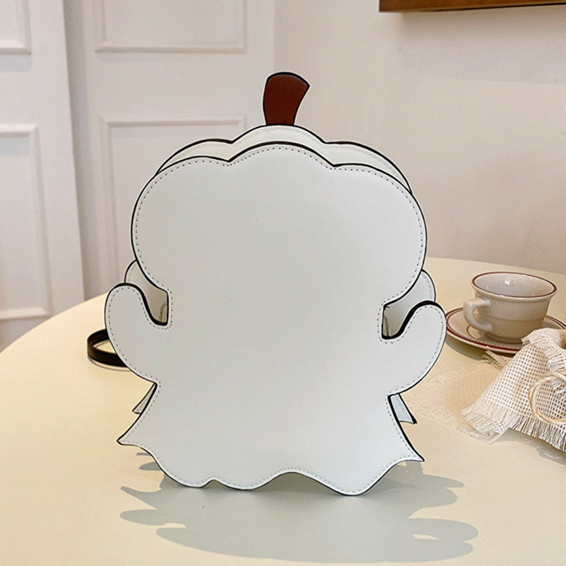 Sac bandoulière en PU motif fantôme citrouille de dessin animé mignon en 3D