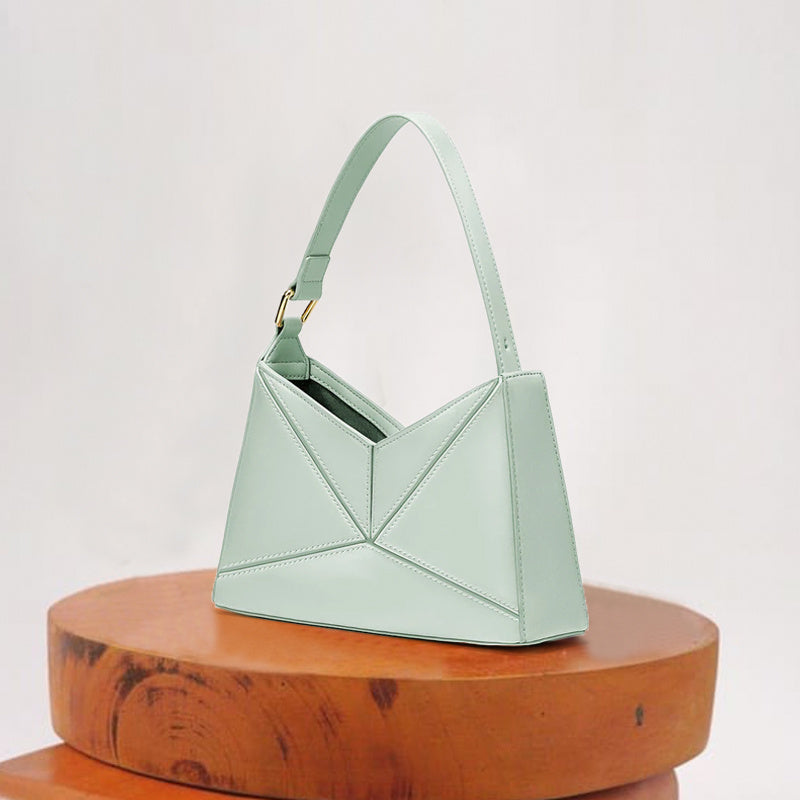 Plain Color Patchwork Small PU One-Shoulder Bag