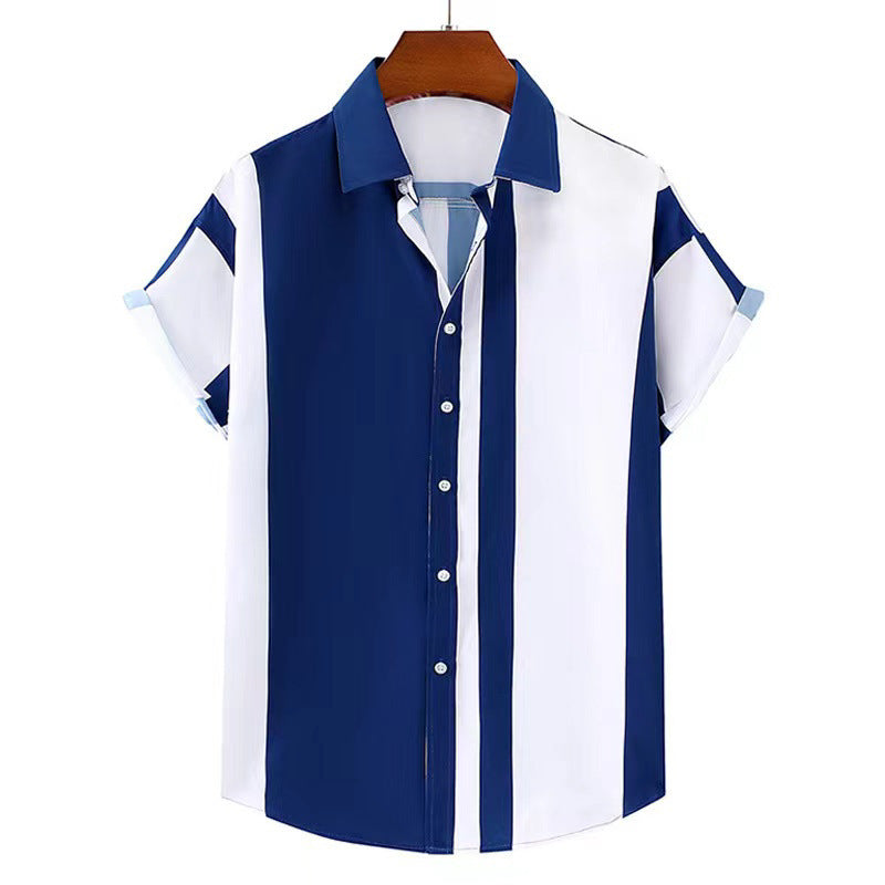 Chemise d'été rayée à manches courtes pour homme, tailles S-XXXL