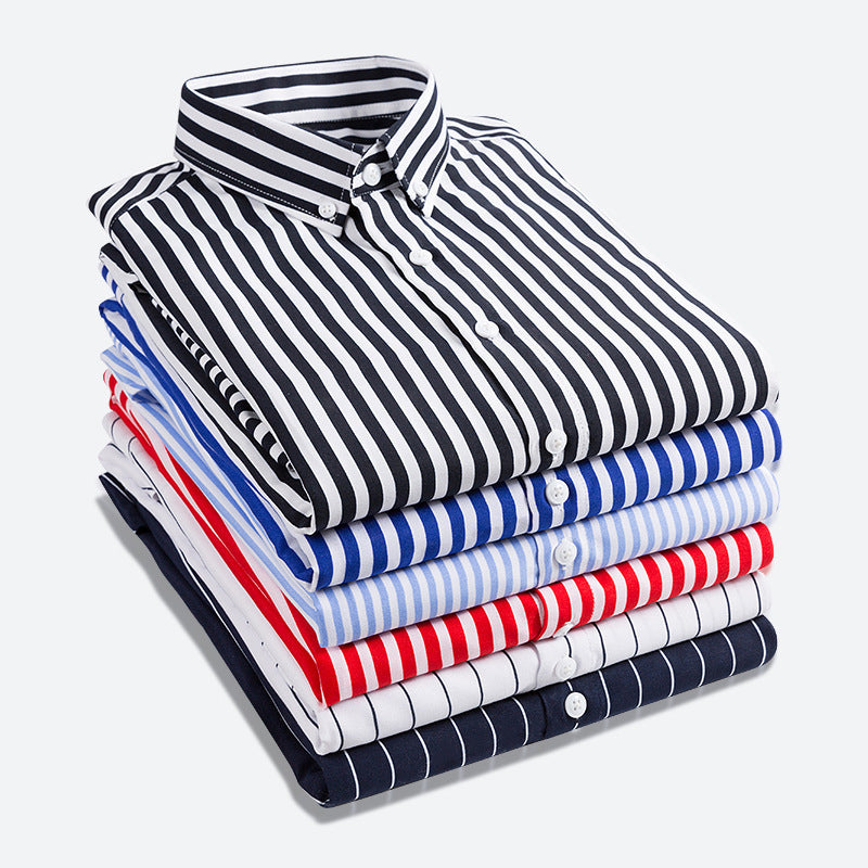 Men's Slim Long-Sleeve Casual Striped Shirt