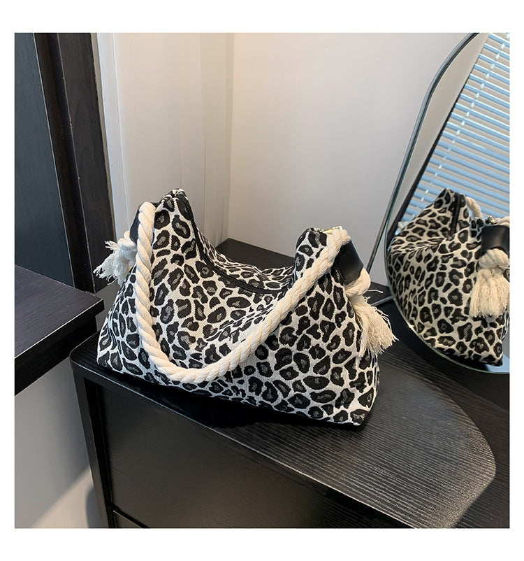 Leopard Print Large Capacity Crossbody Shoulder Bag for Women