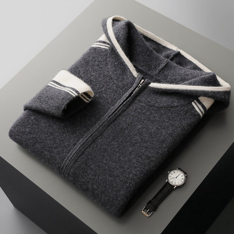 Men's Thickened Zip-Up Fleece Mock-Neck Cardigan Sweater Casual Base Layer