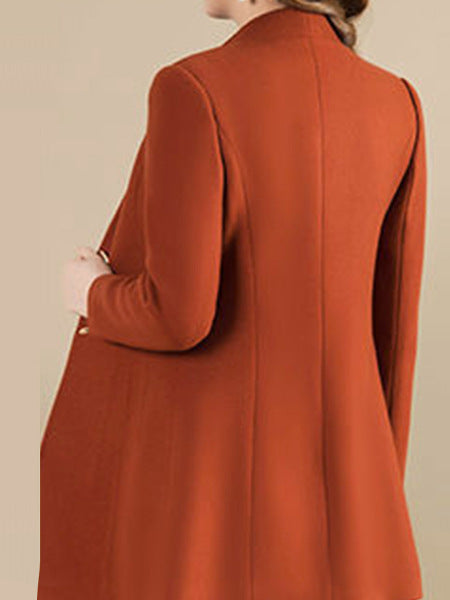 Veste en laine à capuche pour femme, coupe slim, couleur unie, pour l'automne et l'hiver