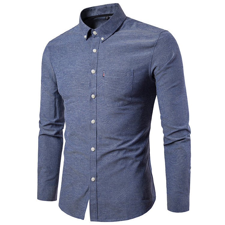 Men Shirts Slim Long Sleeve Dress Shirt