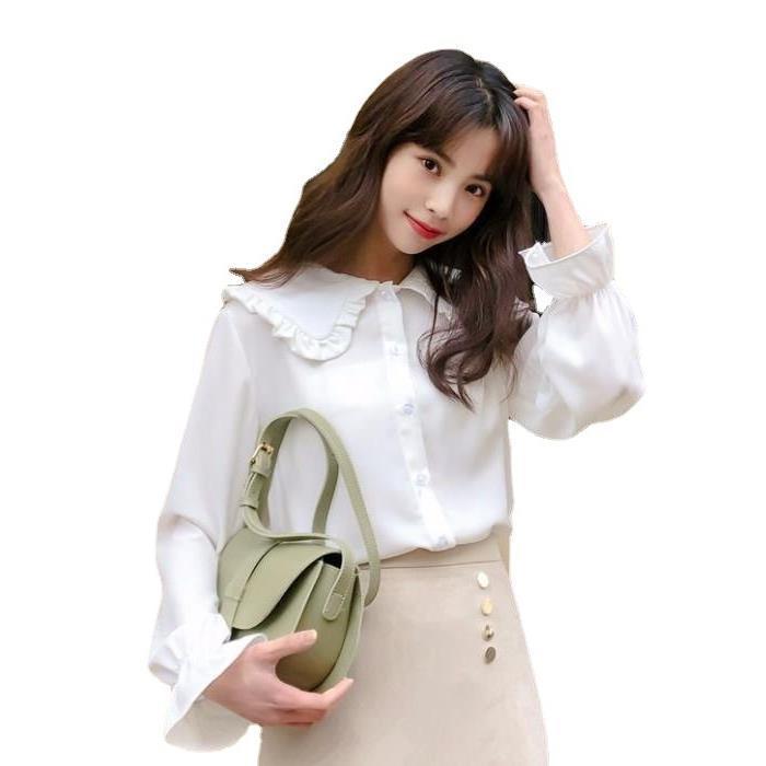Women's White Polyester Button Shirt Loose Fit