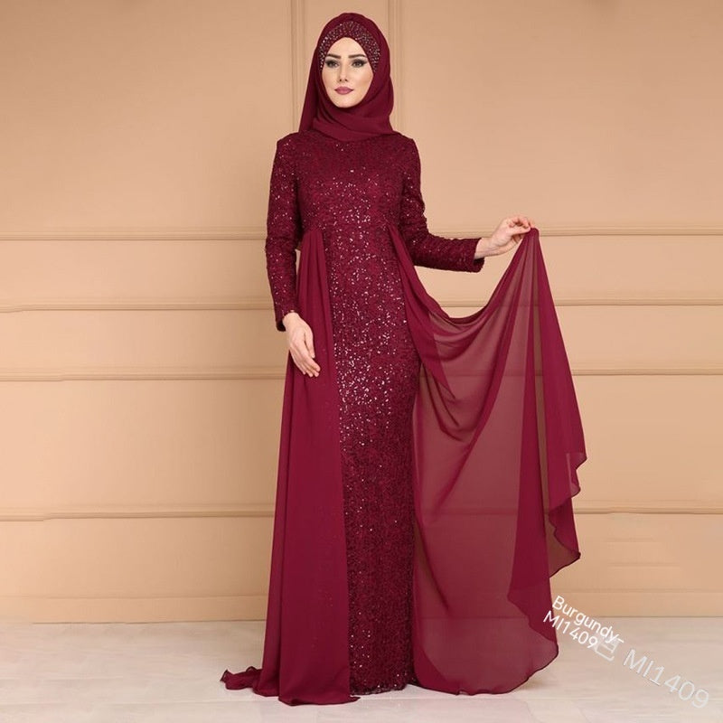 Noble Elegant Slimming Sequined Retro Fish Tail Dress for Ladies
