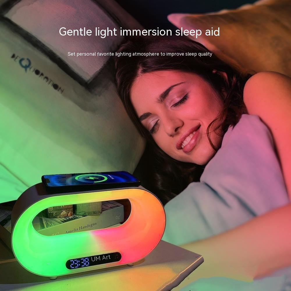 3-in-1 LED Night Light Desk Lamp with APP Control, RGB Atmosphere, Wireless Fast Charger & Alarm Clock