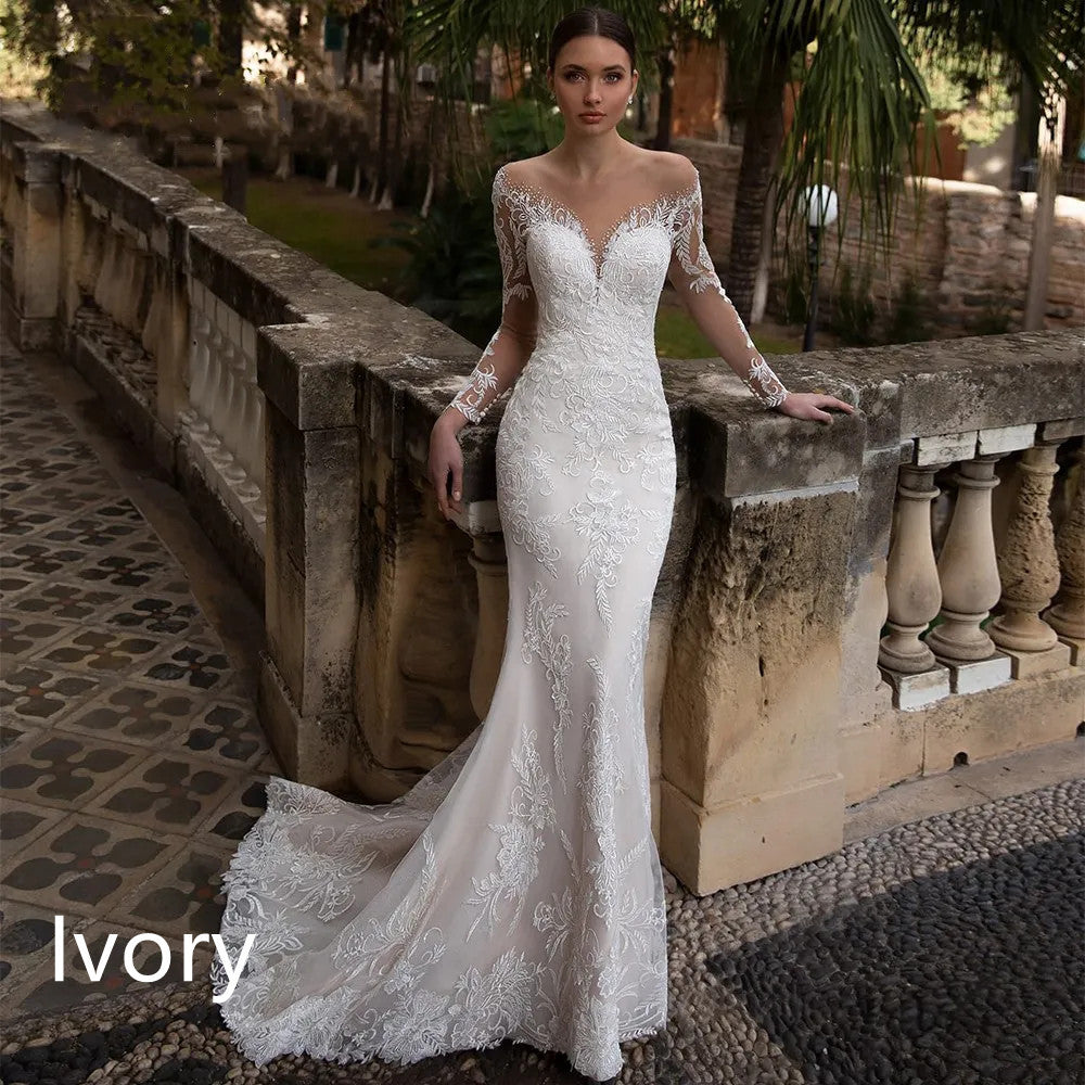 Women's Lace Palace Tail Evening Dress Polyester Solid Color