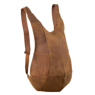 Sac à dos homme rétro en cuir Crazy Horse marron foncé 28x44x8cm pour étudiant