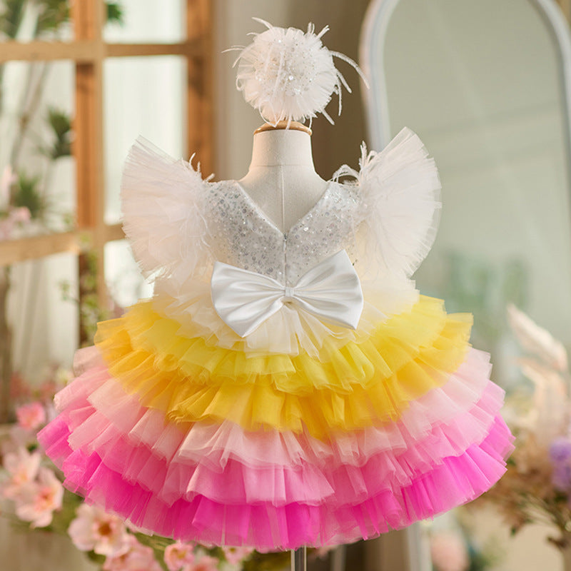 Elf Girl's Sequined Princess Dress for Kids
