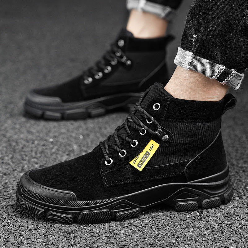 Men's British Casual High-Top Martin Boots with Artificial PU Upper