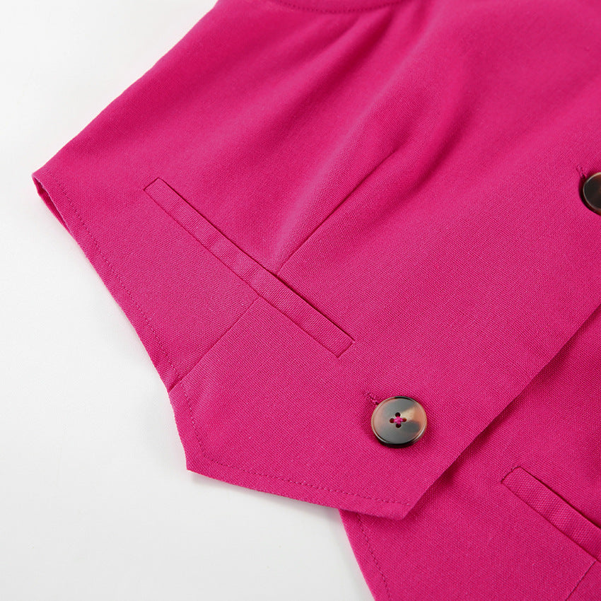 Women's Casual Slim Fit Pure Color Suit Cotton Temperament