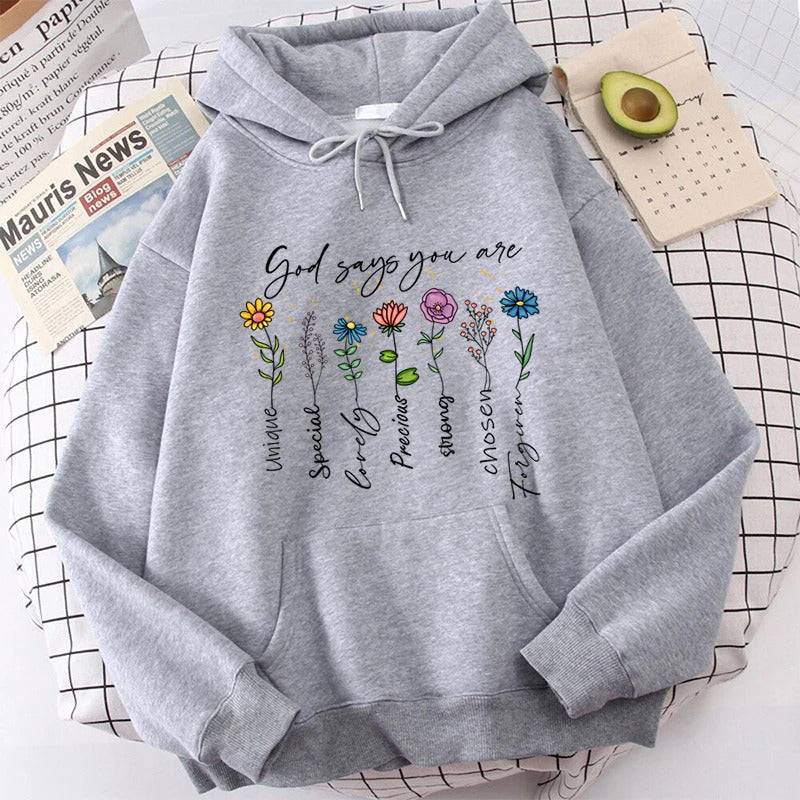 Funny Flower God Says You Are Unique Special Print Pullover