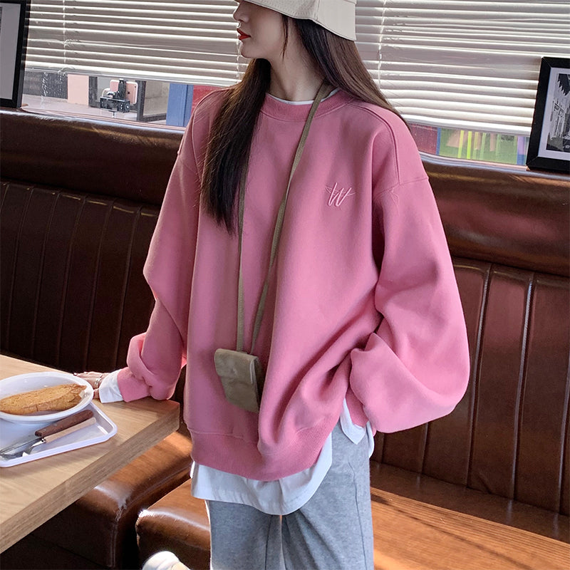 Ladies Winter Loose Cotton Sweatshirt With Text Design