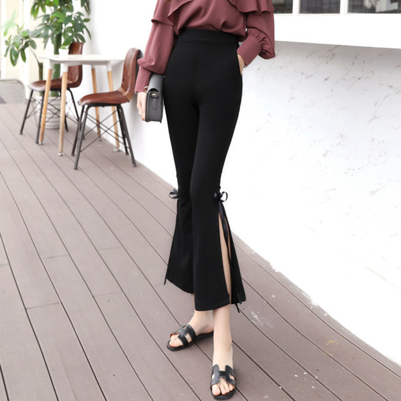 Pantalon évasé taille haute décontracté pour femme