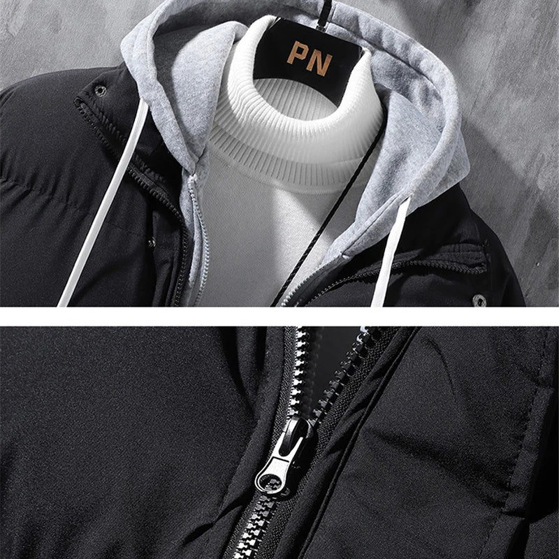 Men's Winter Hooded Windproof Thickened Two-Piece Cotton Jacket