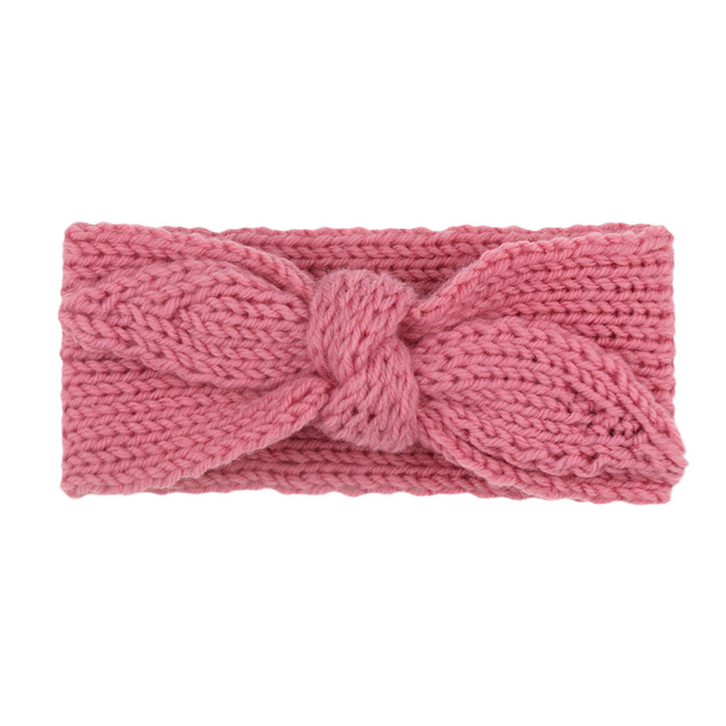Baby Winter Solid Big Bow Fish Knit Wool Headband