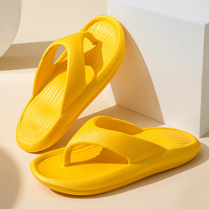 Solid Color Striped Texture Flip-Flops Slippers For Women Men