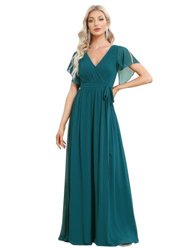 Sexy V-Neck Long Chiffon Dress for Women