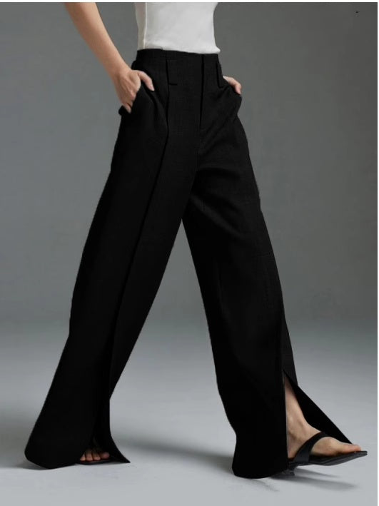 Casual Split Flared Trousers Excluding Belt Waist Bag