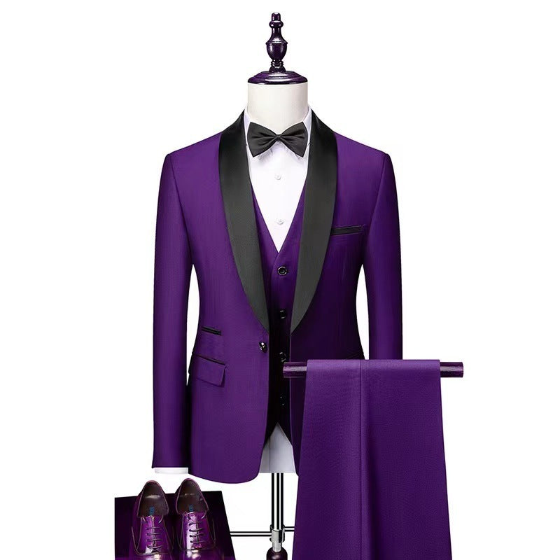 Men's 3-Piece Wedding Suit Set Groom Tuxedo Polyester