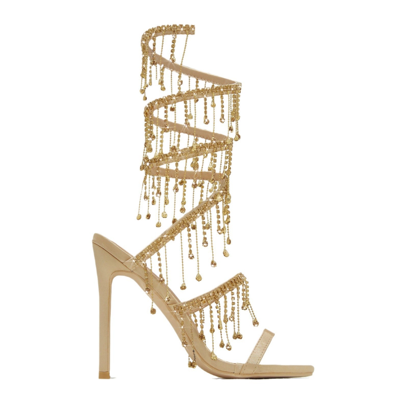 Sandales à talons aiguilles en satin noir et or avec strass, talon de 11 cm, bout carré, boucle d'été