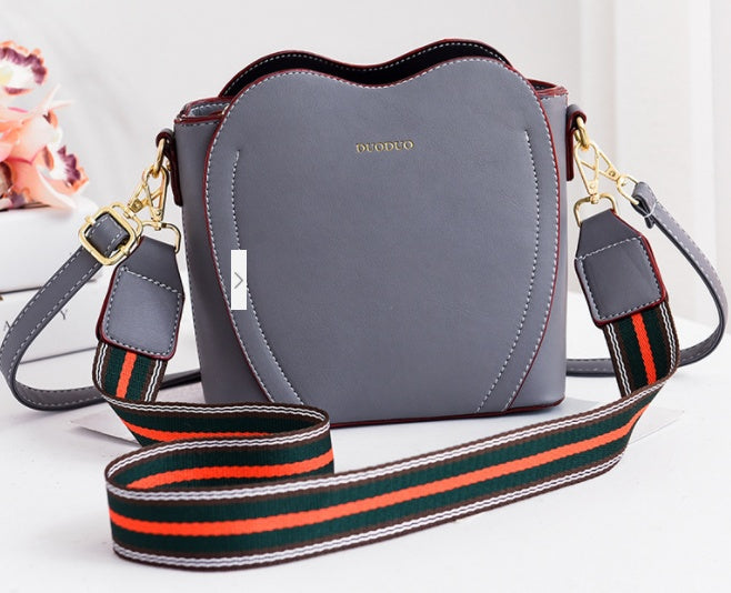 Women's Peach Heart PU Shoulder Bag Crossbody Bucket Bag