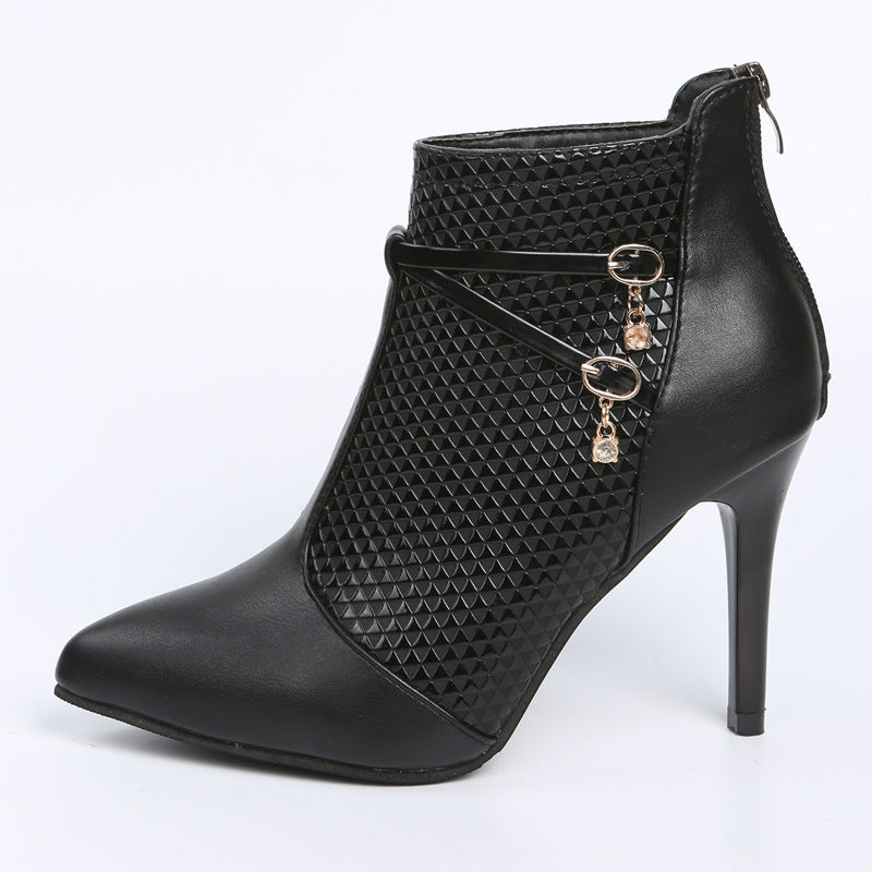 Women’s Pointed Toe Ankle Boots Thigh High Heels for Party