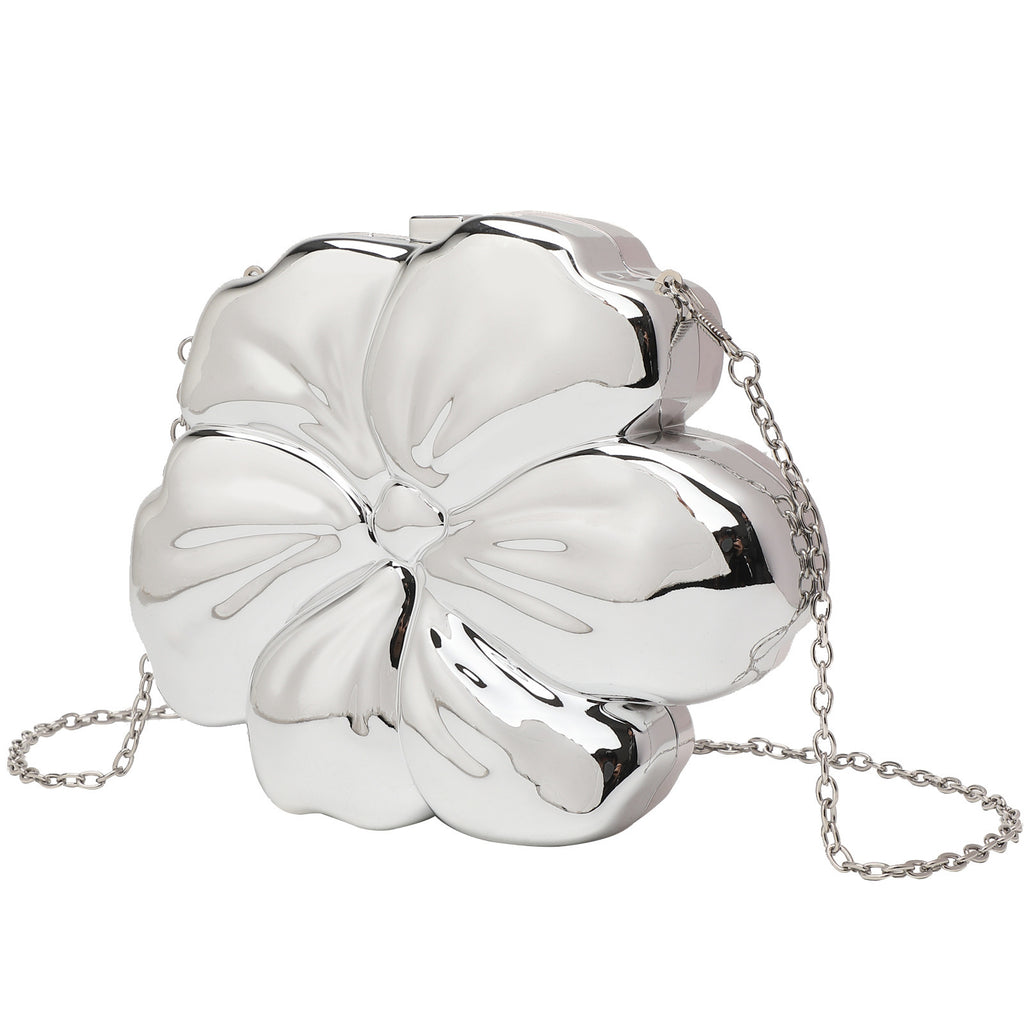 Flower Acrylic Round Hard Clutch Chain Crossbody Bag