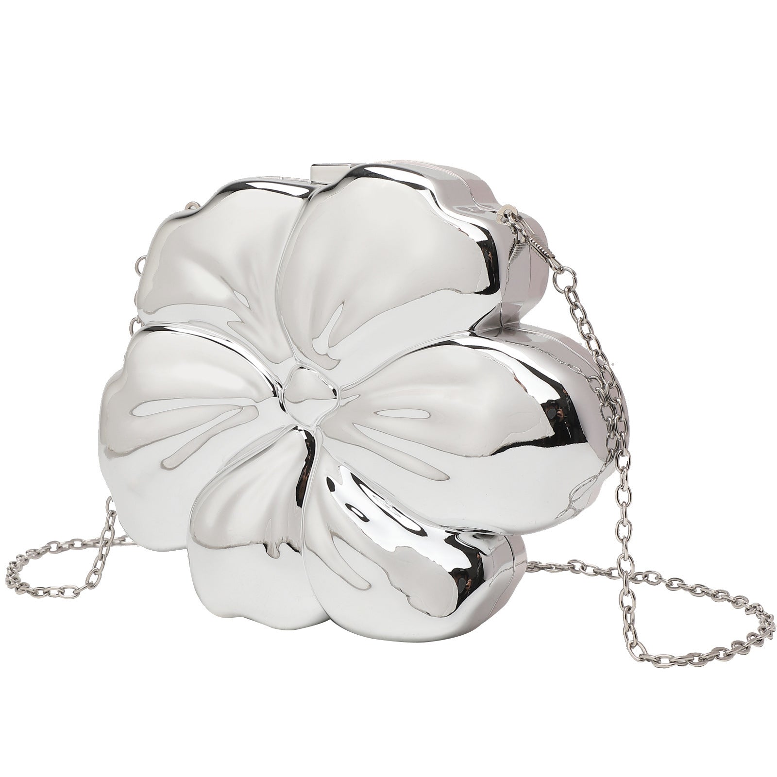 Flower Acrylic Round Hard Clutch Chain Crossbody Bag