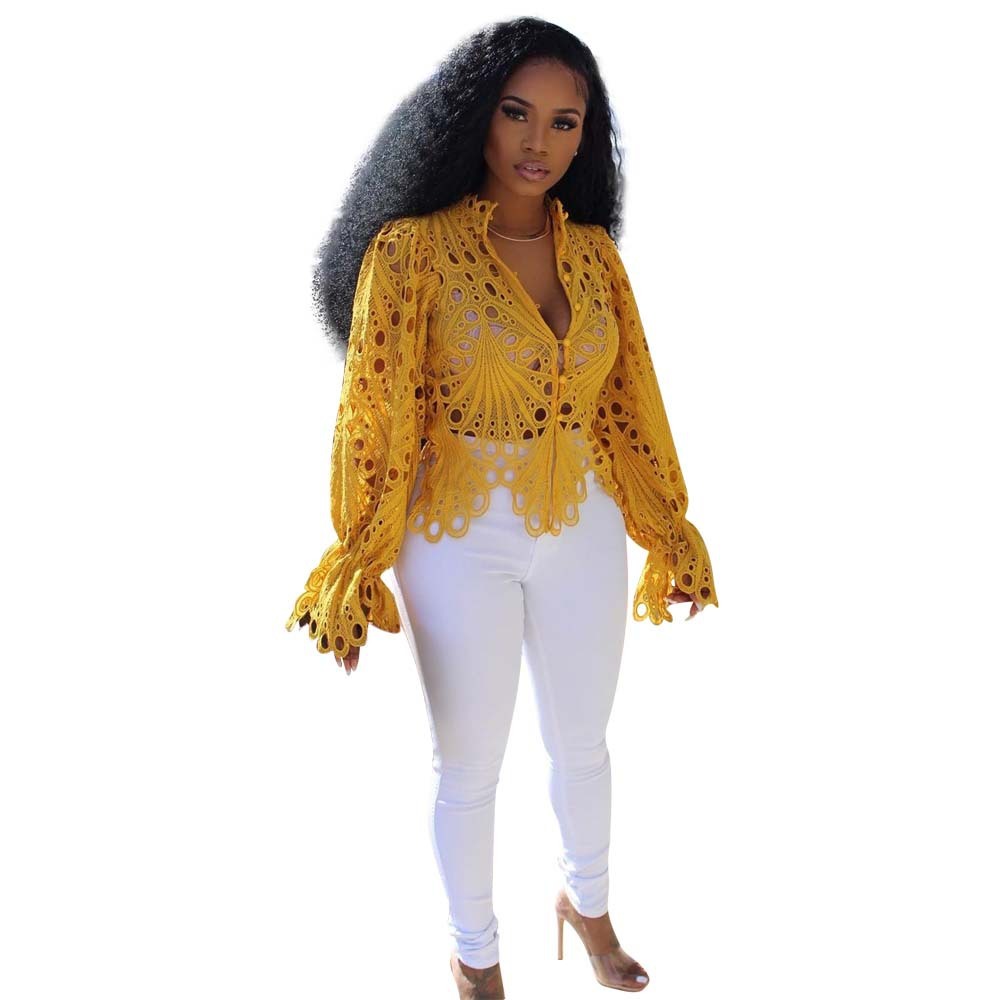 Wish Hole Breathable Trumpet Sleeve Nightclub Women's Top