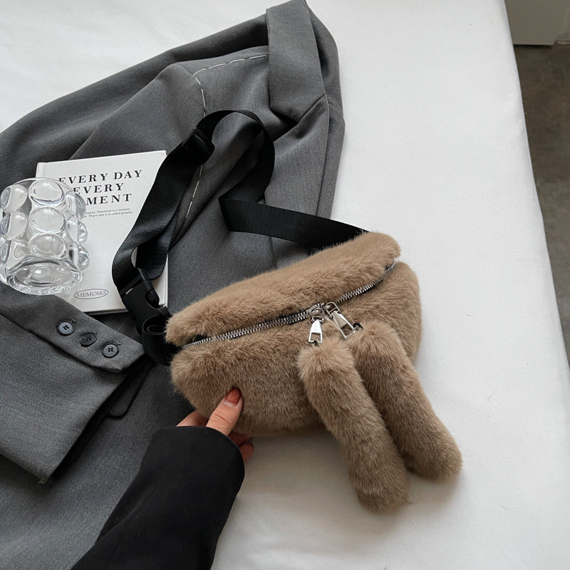 Women's Plush Shoulder Messenger Bag 24x14x6cm