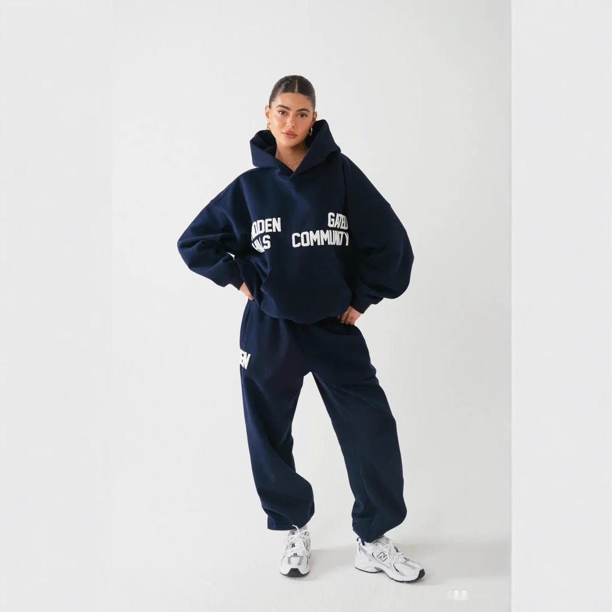 Ensemble pull imprimé à manches longues et capuche pour automne-hiver