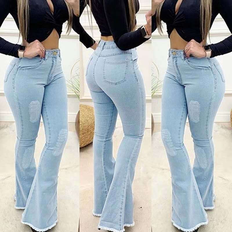 Women’s High Waist Elastic Denim Jeans Pants