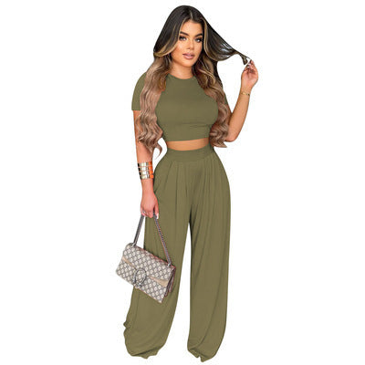 Casual Wide Leg Two-Piece Set for Women