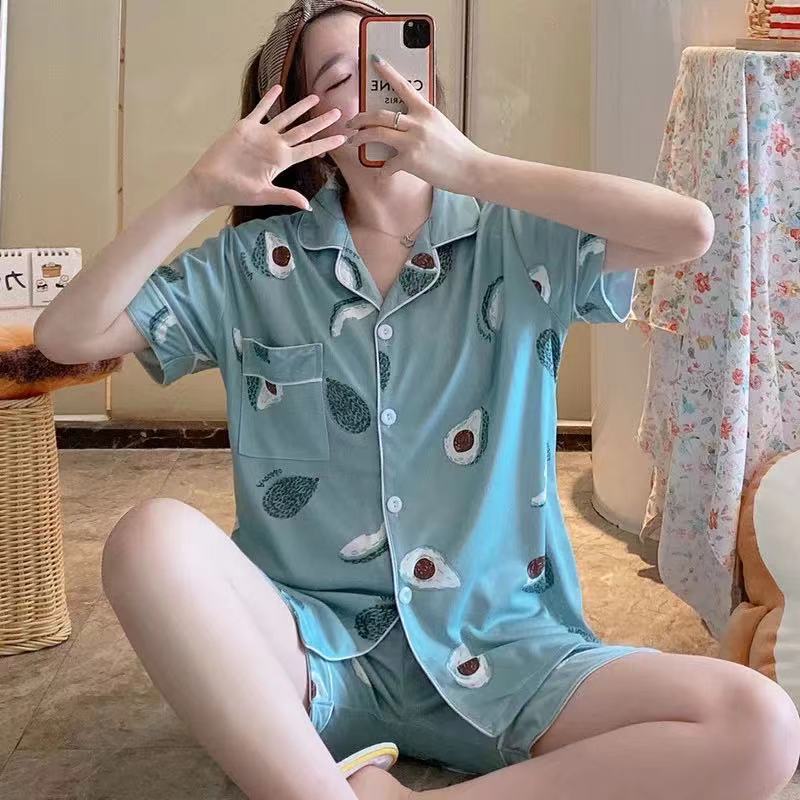 Pyjama cardigan d'été pour femme, fin, motif dessin animé japonais mignon.
