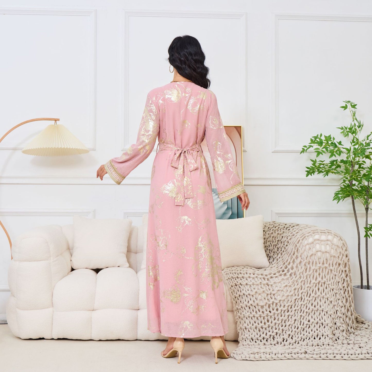 Middle East Women's Dress Pink Bronzing Fashion Party