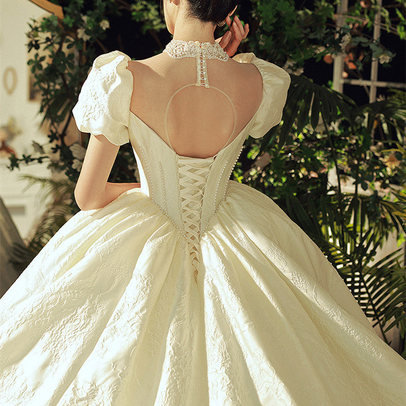 Vintage French Satin Bridal Wedding Dress