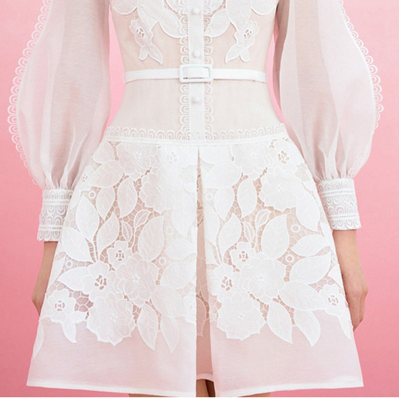 Embroidered Floral Jumpsuit Short A-line Skirt