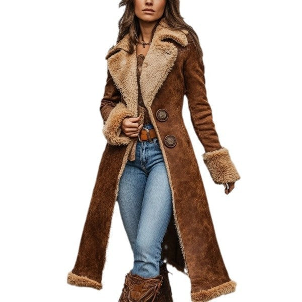 Manteau chaud en polaire rétro vintage western