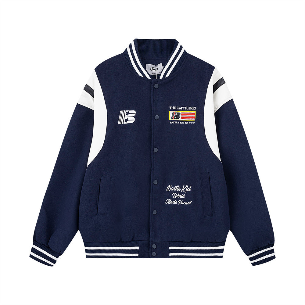 Men's Heavy Industry Baseball Jacket Blue Black Polyester M-XL
