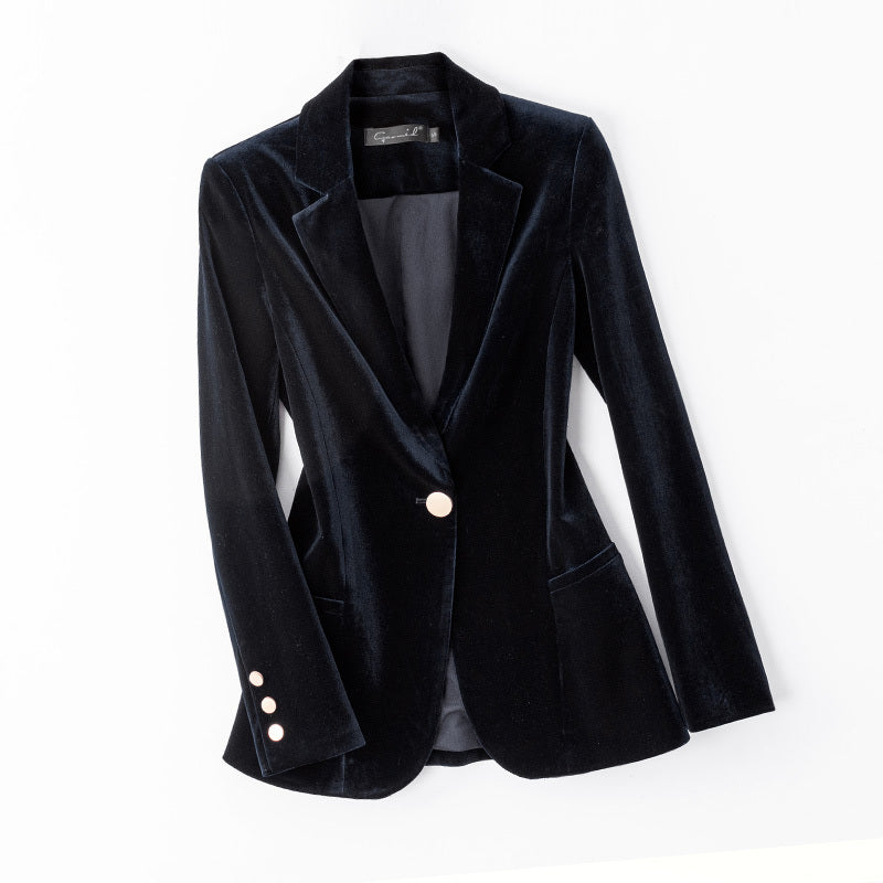 Veste de costume en velours doré haut de gamme pour femme