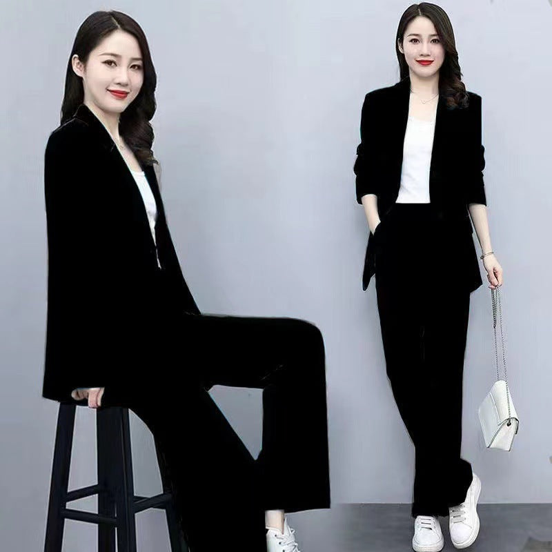 Tailleur pantalon deux pièces pour femme à jambes larges
