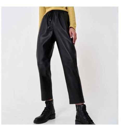 High Waist Small Straight Sheepskin Trousers with Small Feet