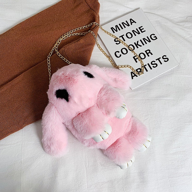 Rabbit Kids Plush Messenger Bag with Chain