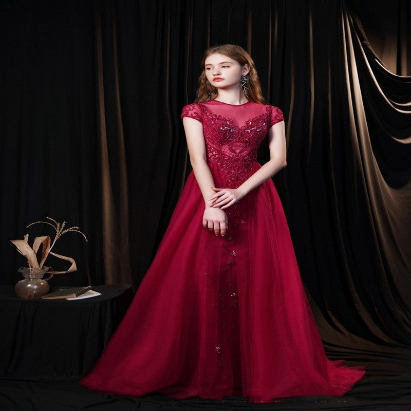 Sen French Dream Luxury Red Acrylic A-Line Evening Dress