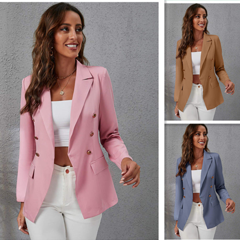 Blazer pour femme à col tailleur, coupe ajustée, Tempérament Créatif